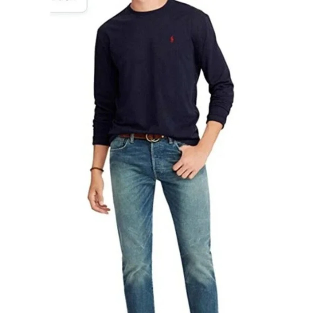 POLO Ralph Lauren Long Sleeve Crew Neck Navy Men Shirt | M